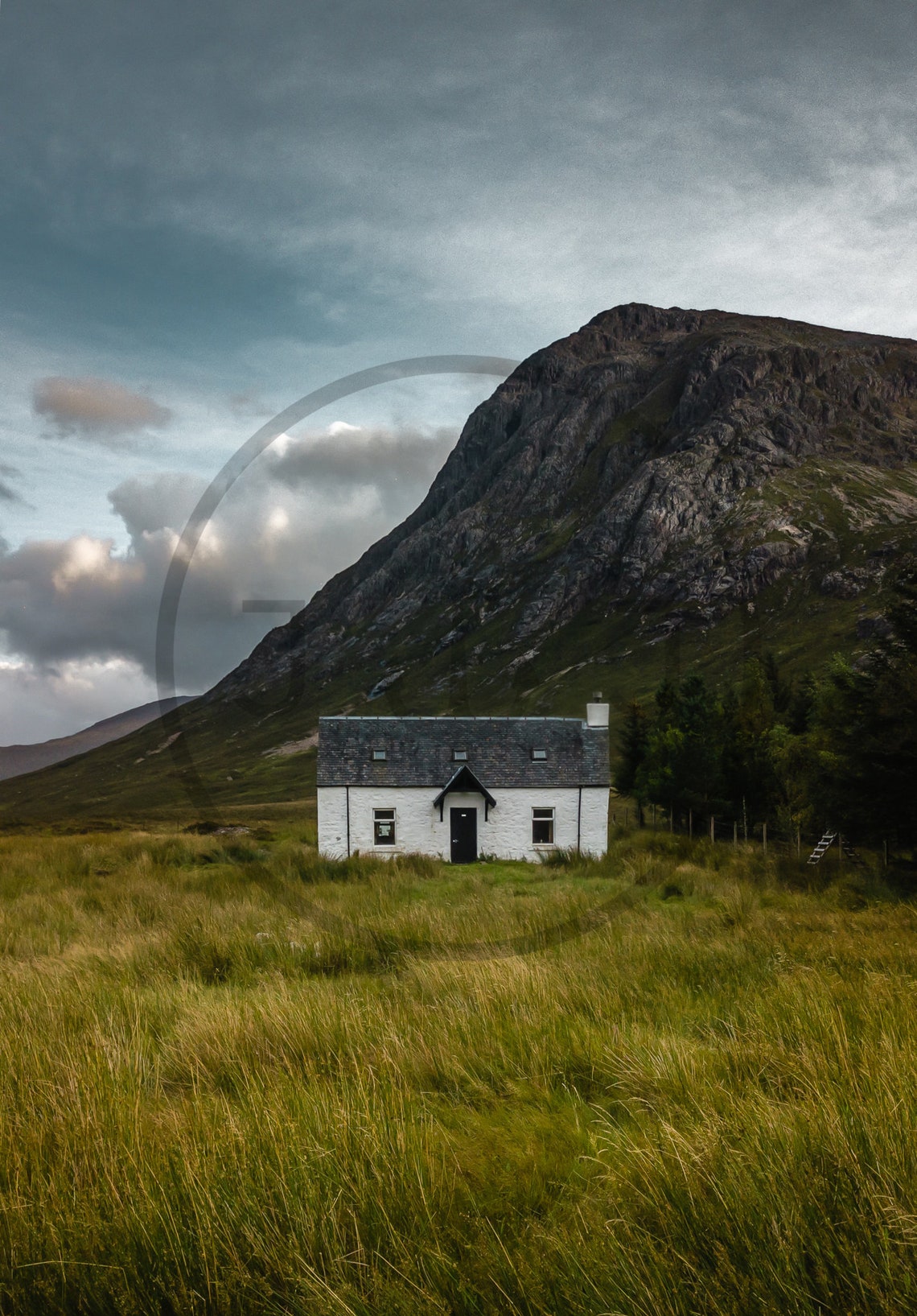 Glencoe White Cottage Beneath Mountain Peak Scottish Highlands Poster - Image 3