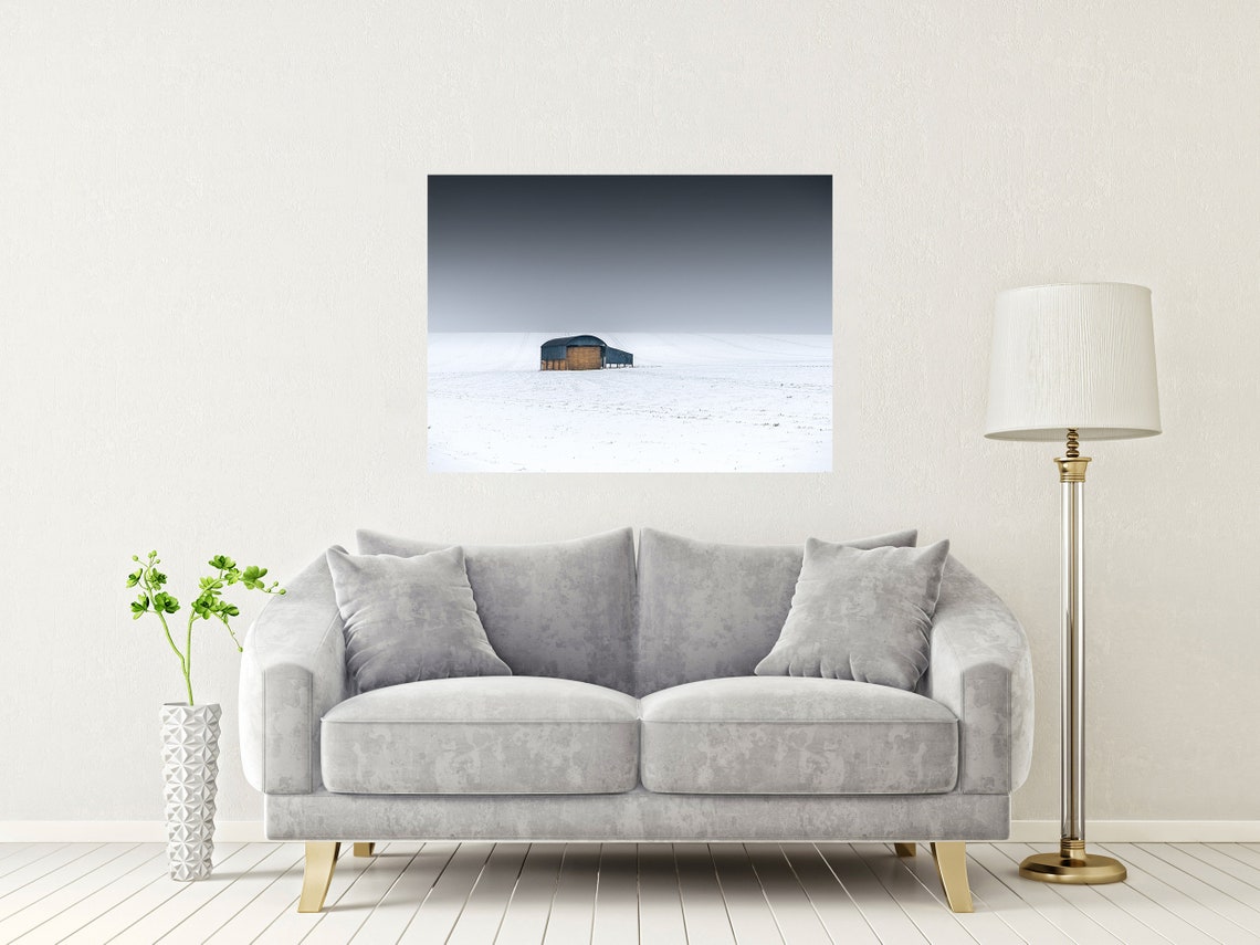 Sixpenny Handley Lone Barn In Snowy Field Winter Dorset Poster - Image 2