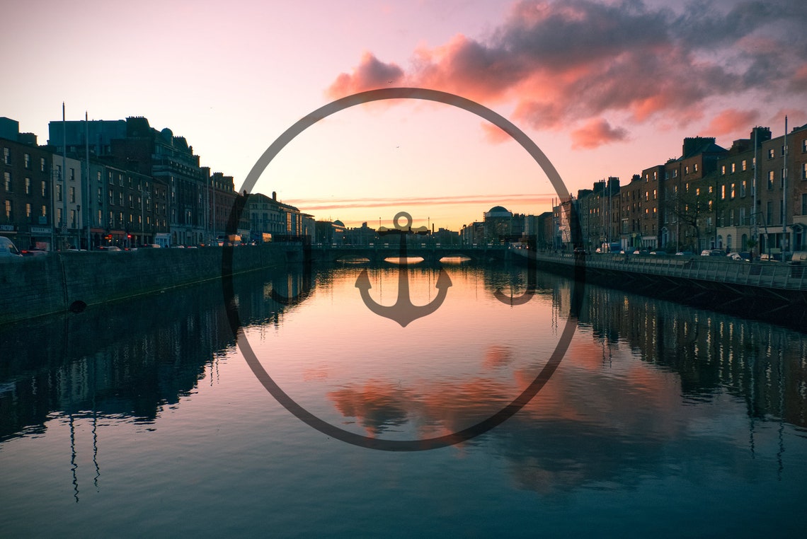 Sunset Over the River Liffey With Glowing Reflections in Dublin Poster - Image 3