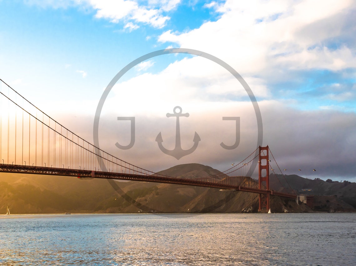 Golden Gate Bridge San Francisco Sunset Glow Over The Bay Water Poster - Image 3