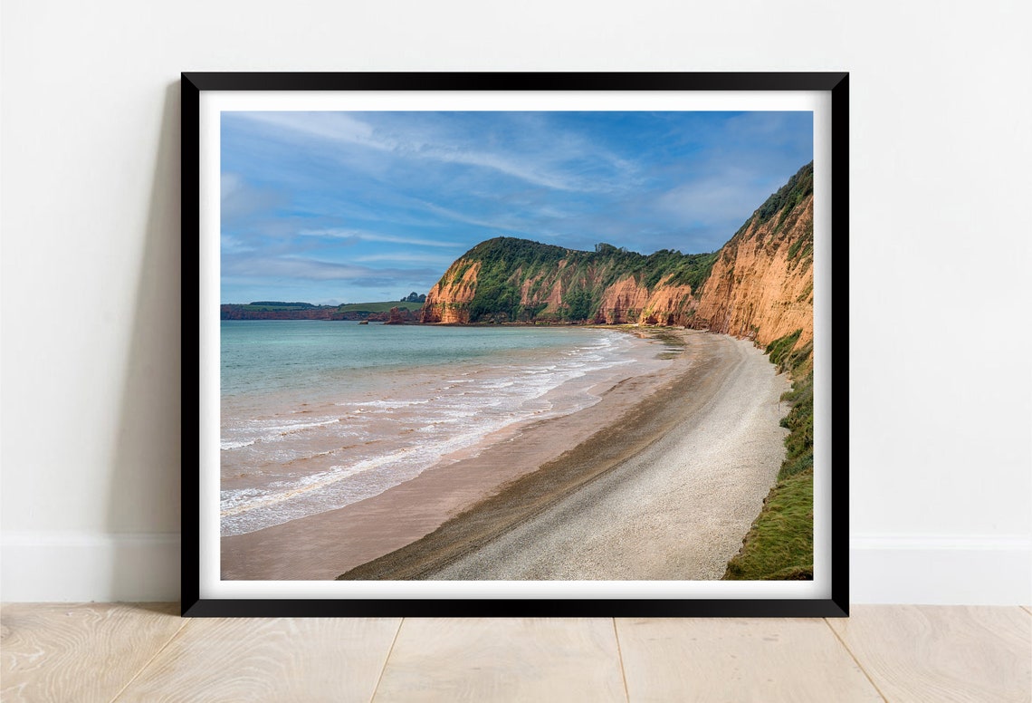 Jacobs Ladder Beach Devon Red Cliffs And Long Shoreline Poster
