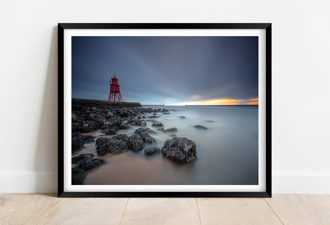 Herd Groyne Lighthouse, South Shields Travel Poster