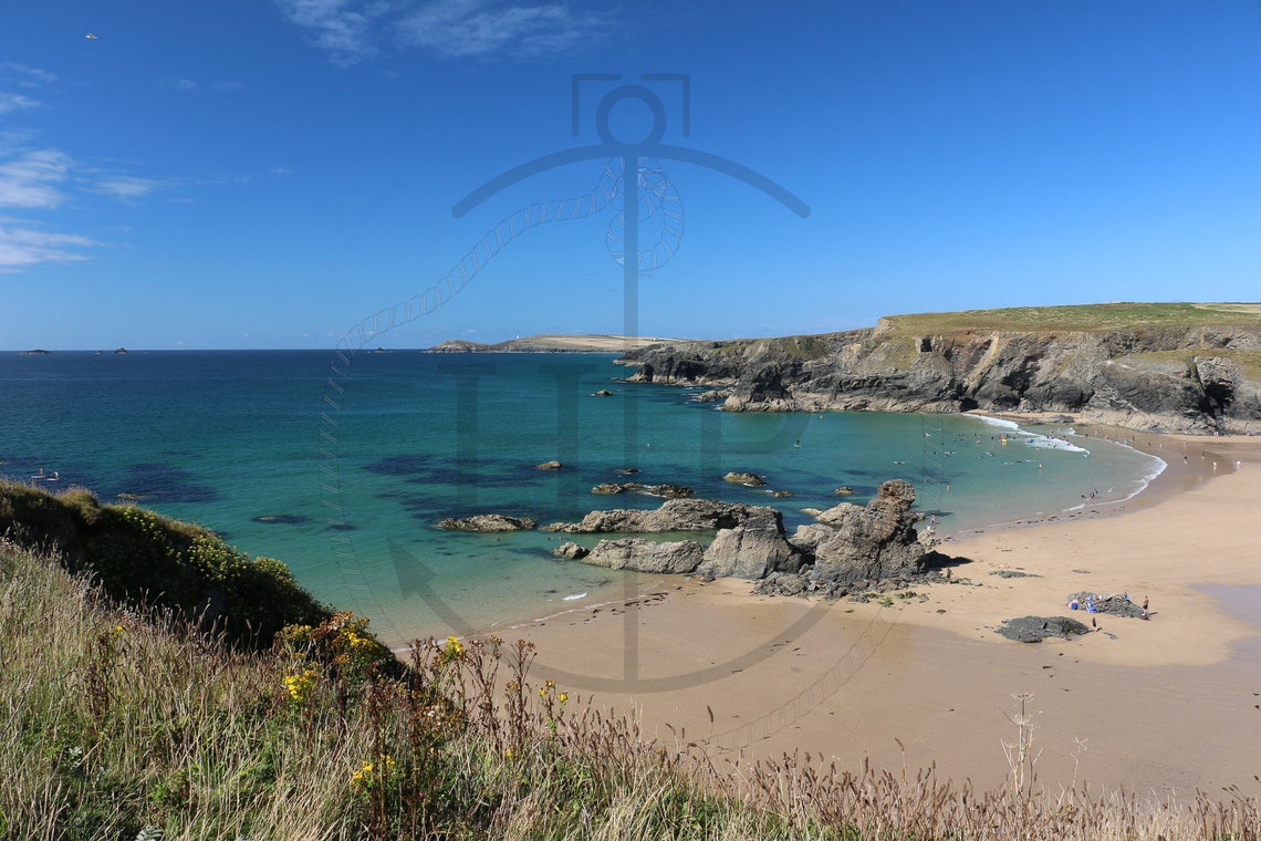 Porthcothan Bay North Cornwall Turquoise Cove Rocky Shore Poster - Image 3