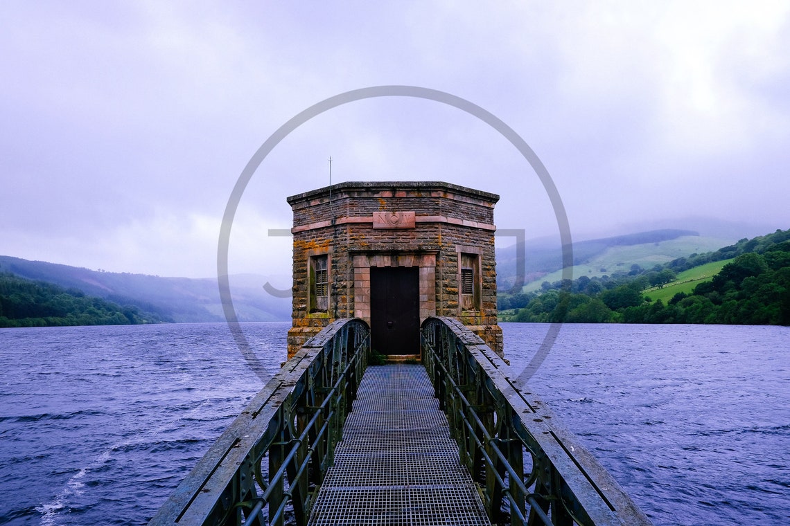 Talybont On Usk Reservoir Brecon Beacons Wales Misty Tower Poster - Image 3