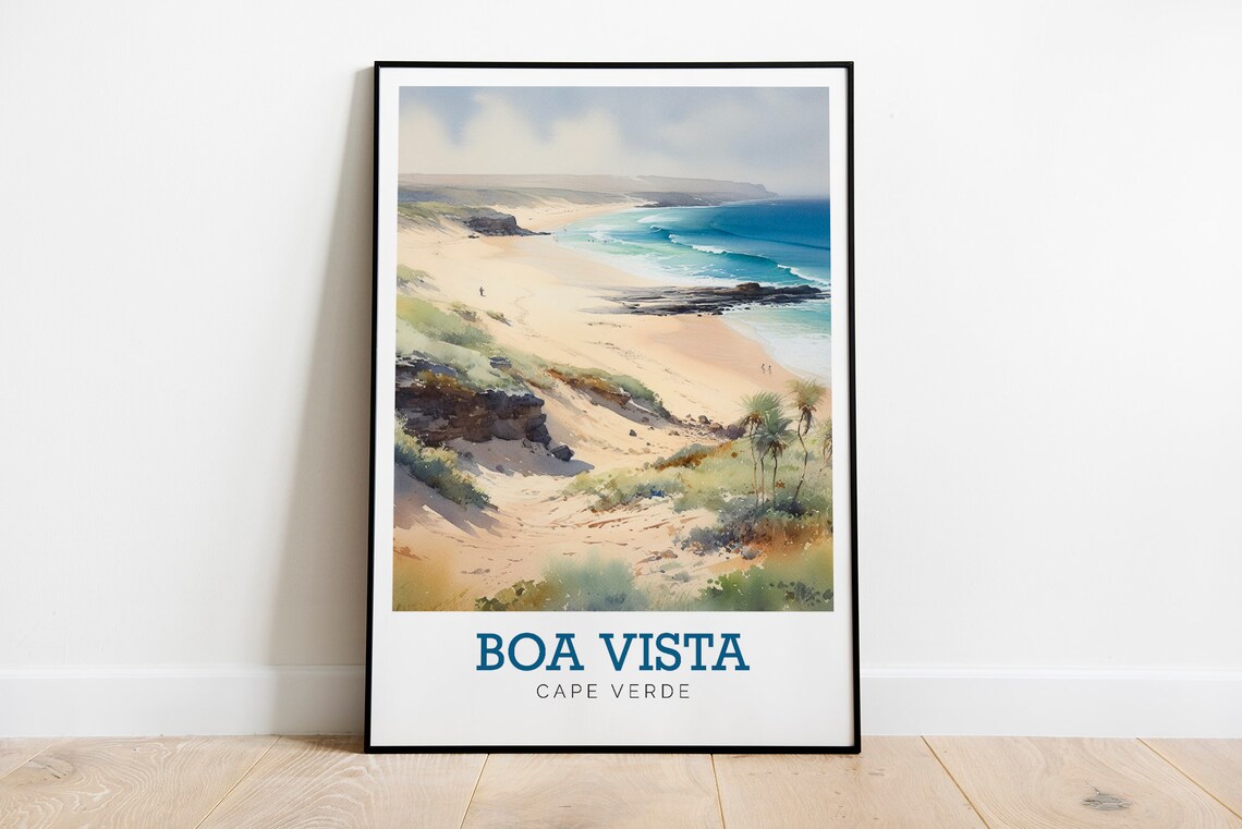 Cape Verde Watercolour Art Print, Modern Travel Poster