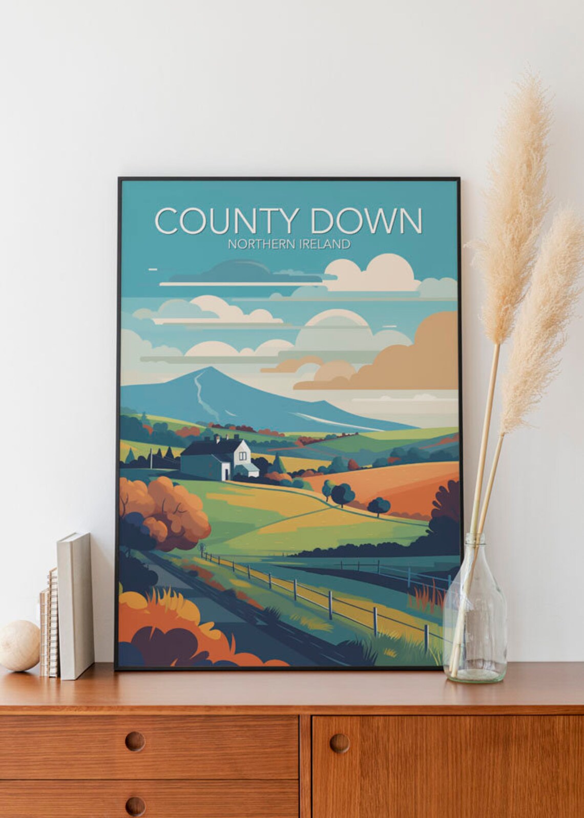 County Down Northern Ireland Rolling Hills Countryside Travel Poster - Image 2