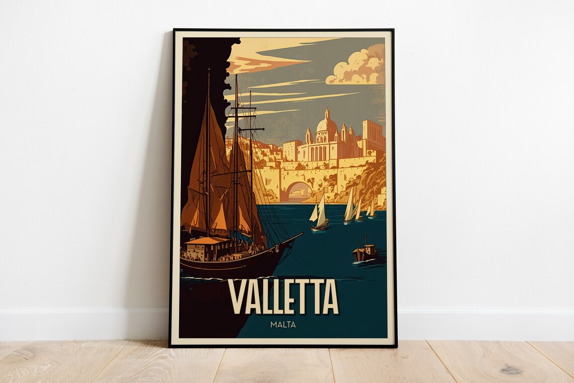 Valletta Vintage Travel Poster, Art Print