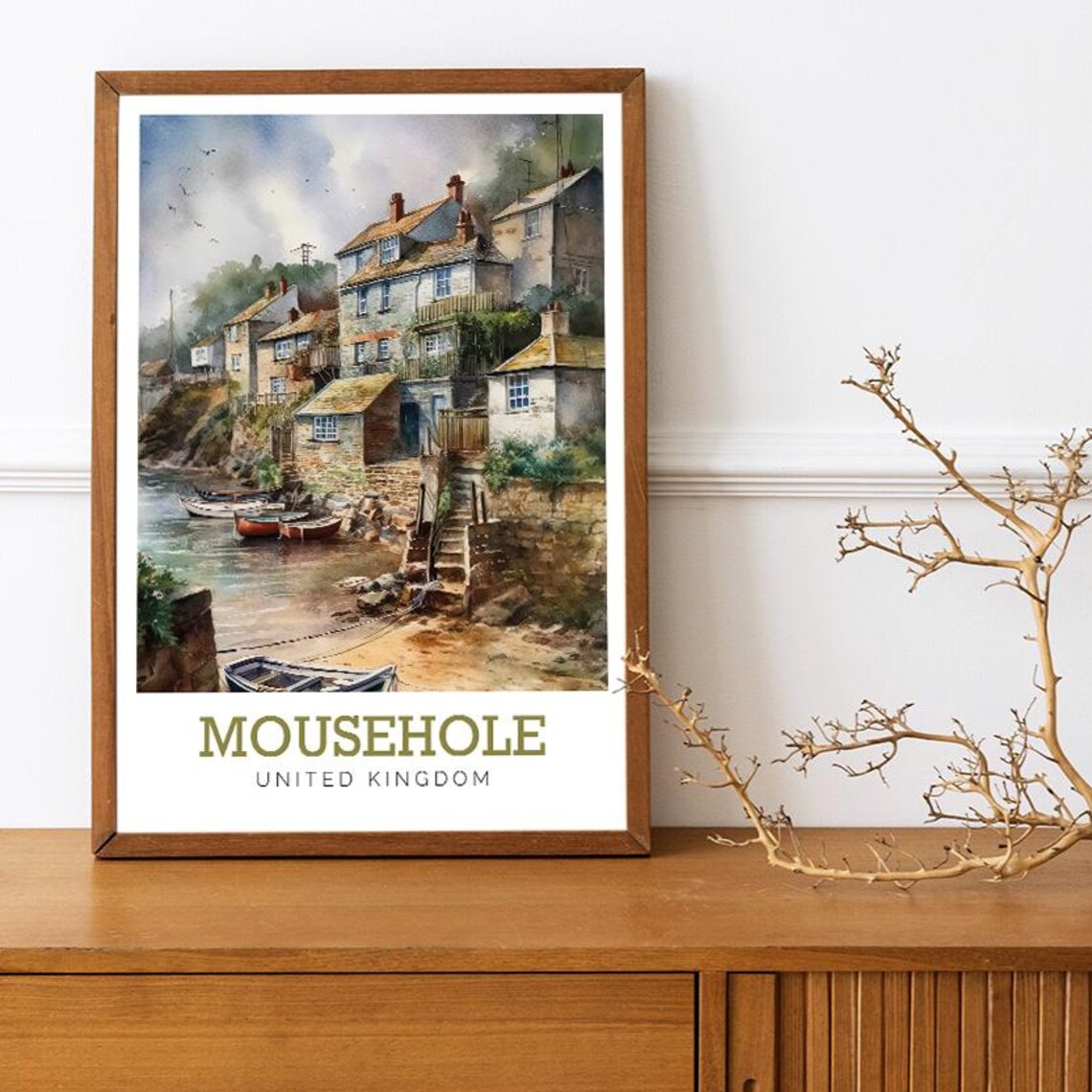 Mousehole Cornwall Fishing Village Watercolor United Kingdom Poster - Image 3