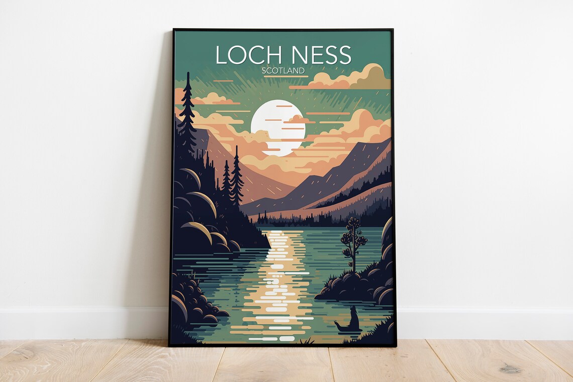 Loch Ness Modern Art Print, Travel Poster