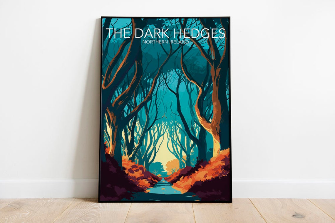 Dark Hedges Beech Tree Tunnel Northern Ireland Vintage Travel Poster