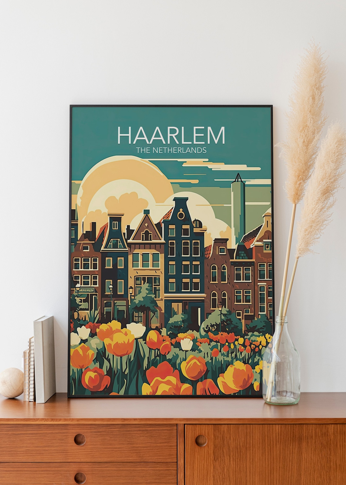 Haarlem Gabled Houses Tulip Garden Netherlands Vintage Travel Poster - Image 2