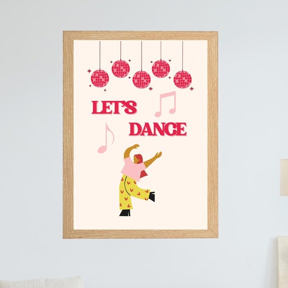 Lets Dance Retro Disco Balls Dancing Party Music Fun Wall Poster