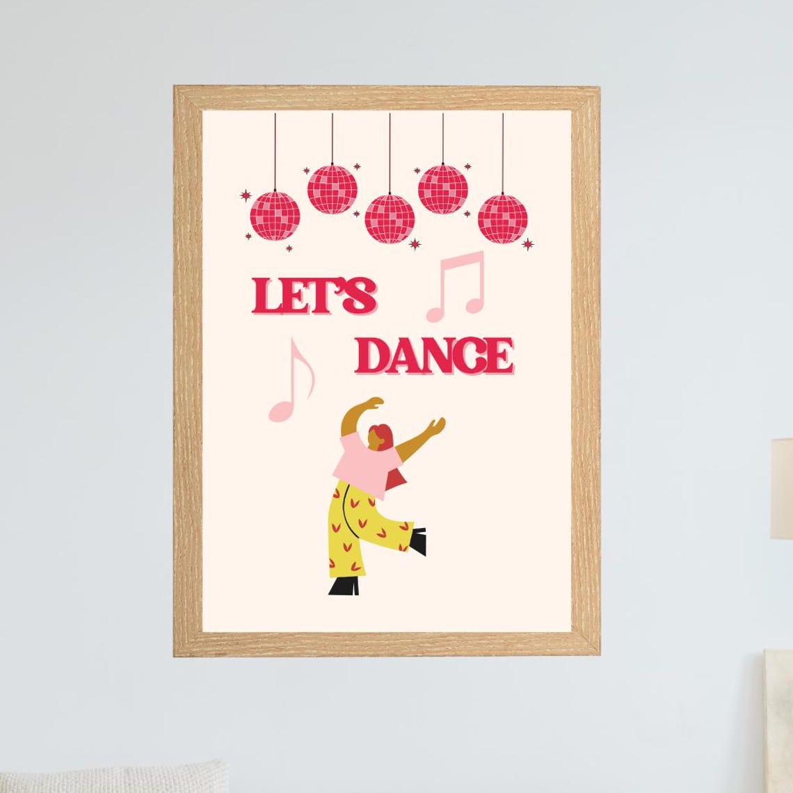 Lets Dance Retro Disco Balls Dancing Party Music Fun Wall Poster