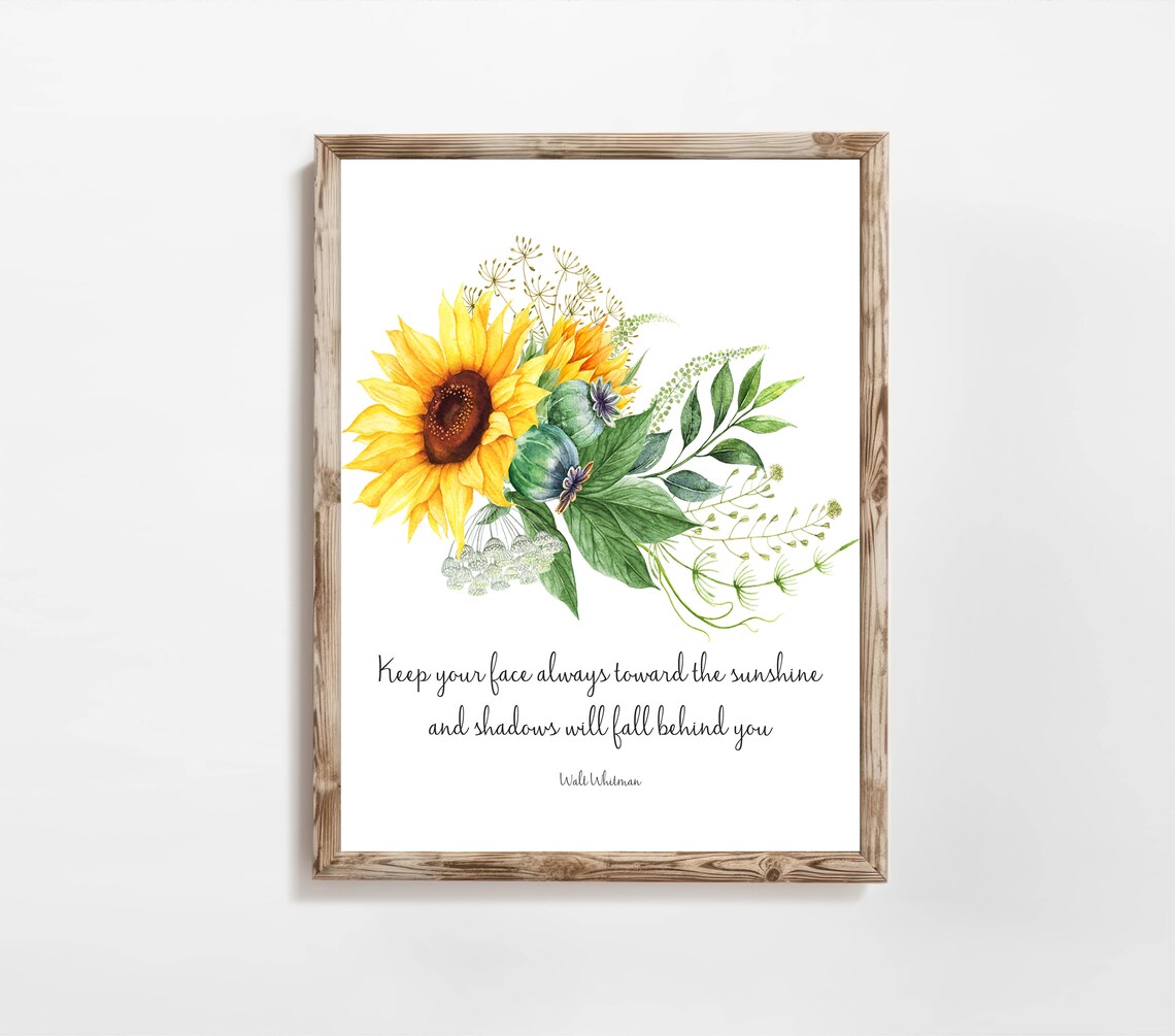 Sunshine Quote Wall Art, Walt Whitman Summer Floral - Image 2