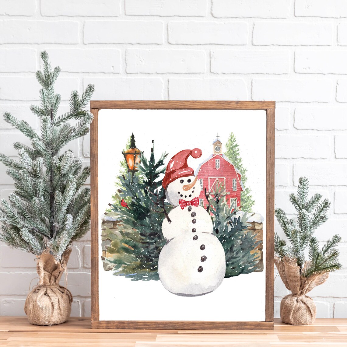 Winter Snowman Wall Art Woodland Snowman Sign 5x7 8x10 85x11 11x14 16x20 Seasonal Watercolor Decor Diy Home Decor - Image 4