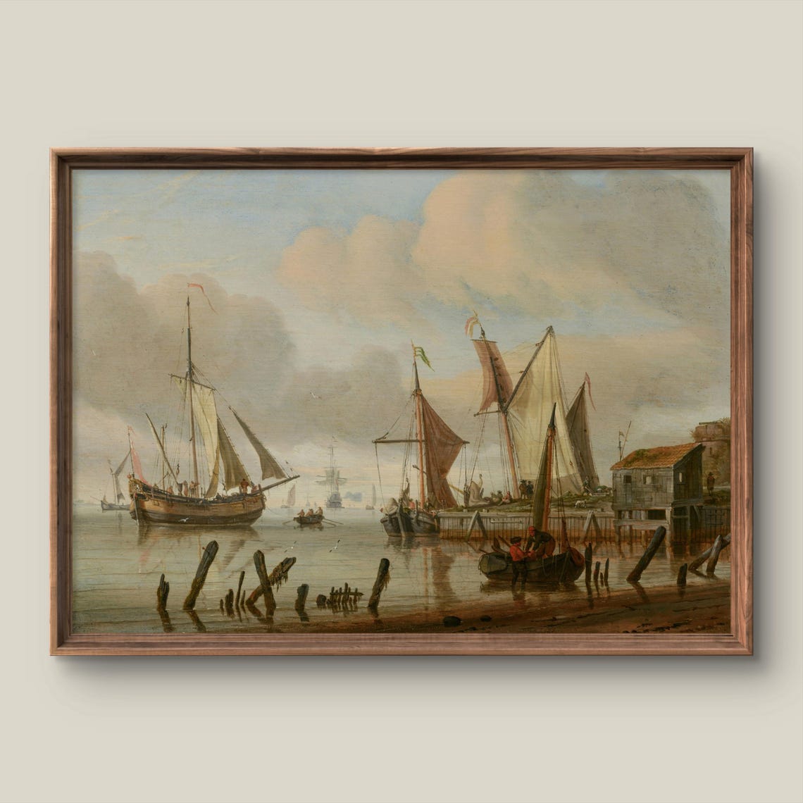 Dutch Golden Age Harbor Sailing Ships Classic Seascape Poster