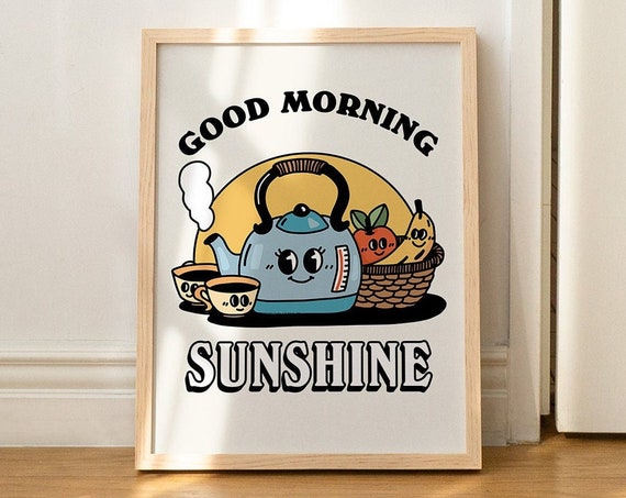 Cute Kitchen Wall Print Print Retro Food Wall Decor Large Breakfast Art Prints Vintage Art Cottagecore