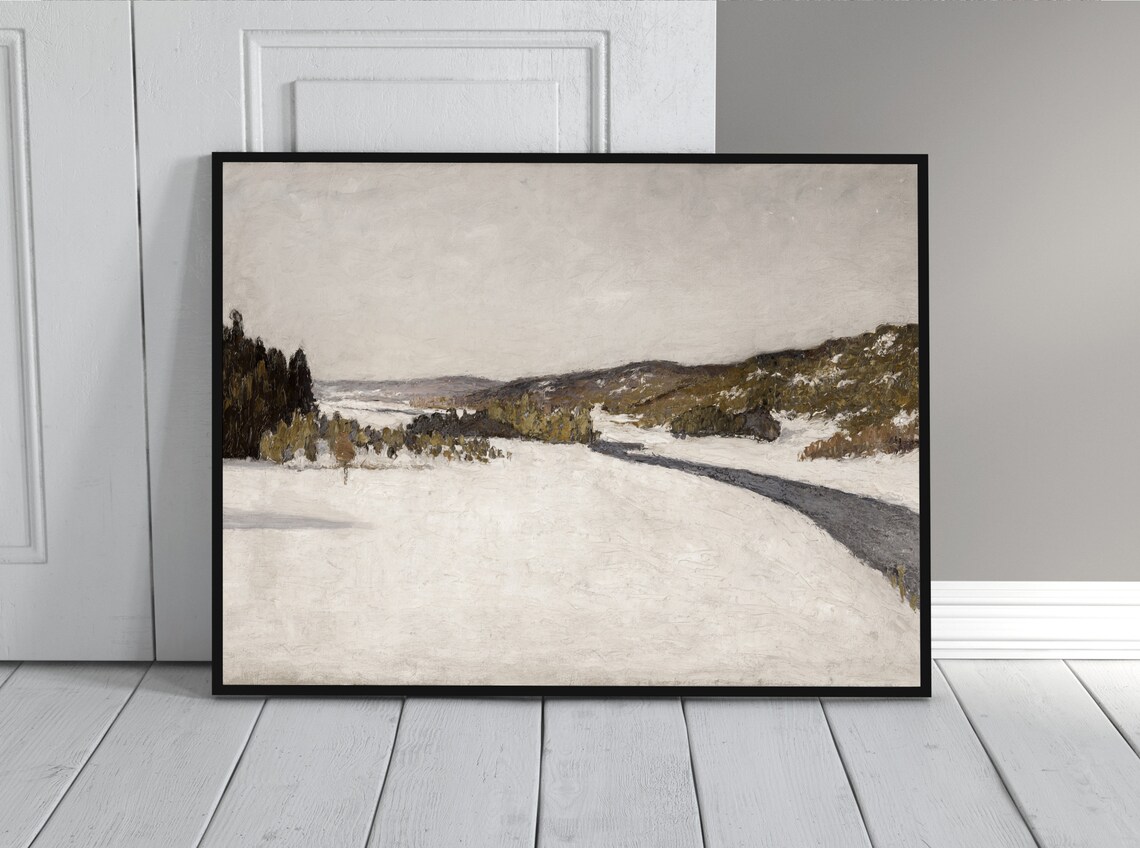 Cold Winter Vintage Snow Landscape Art Print - Image 2