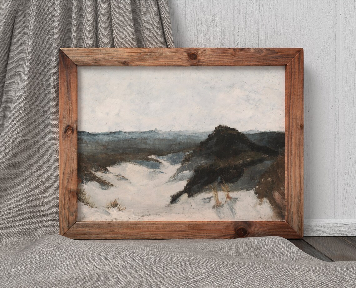 Shore View Vintage Moody Beachscape Art Print - Image 4