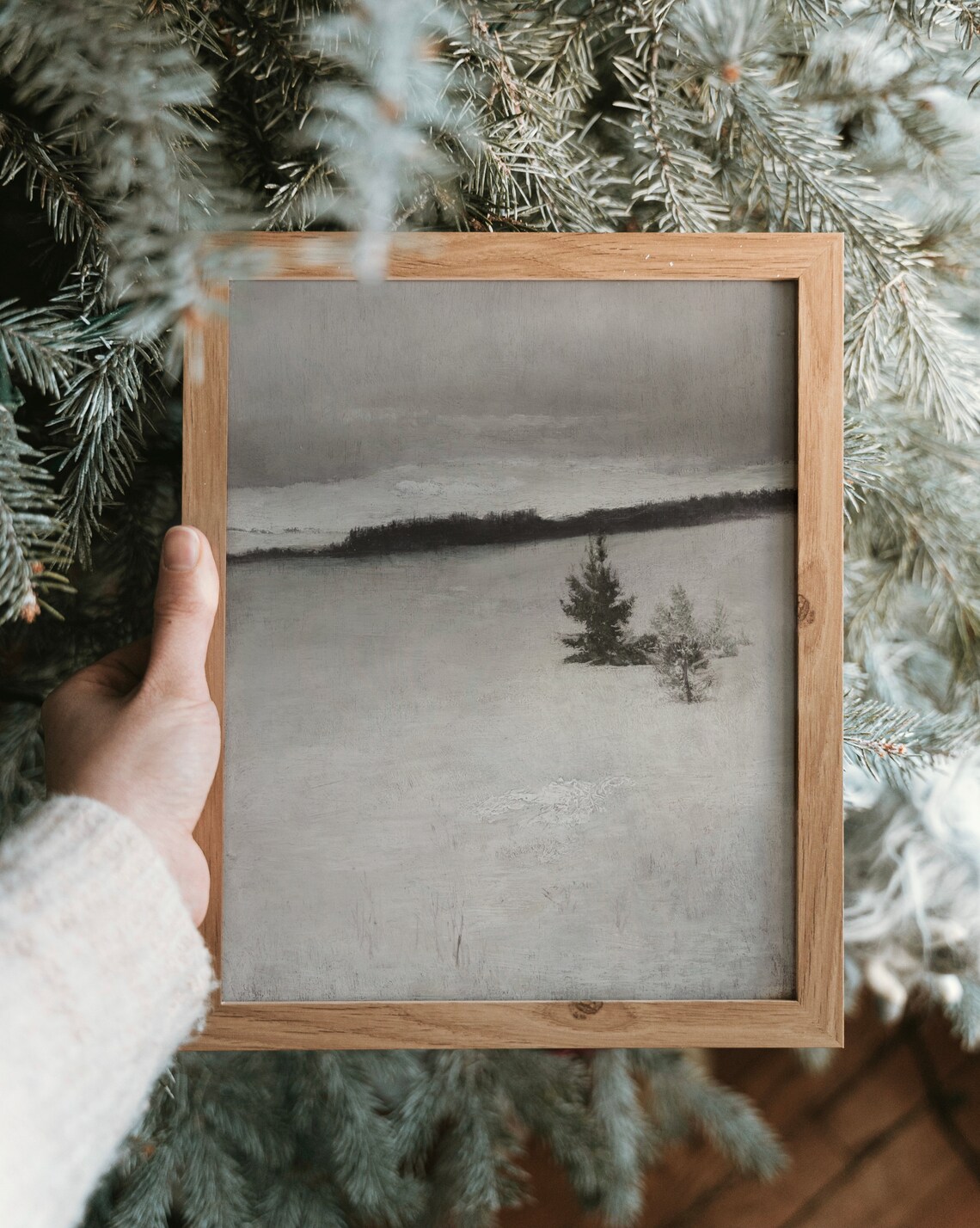 Winter Tree Vintage Snowy Landscape Art Print - Image 4