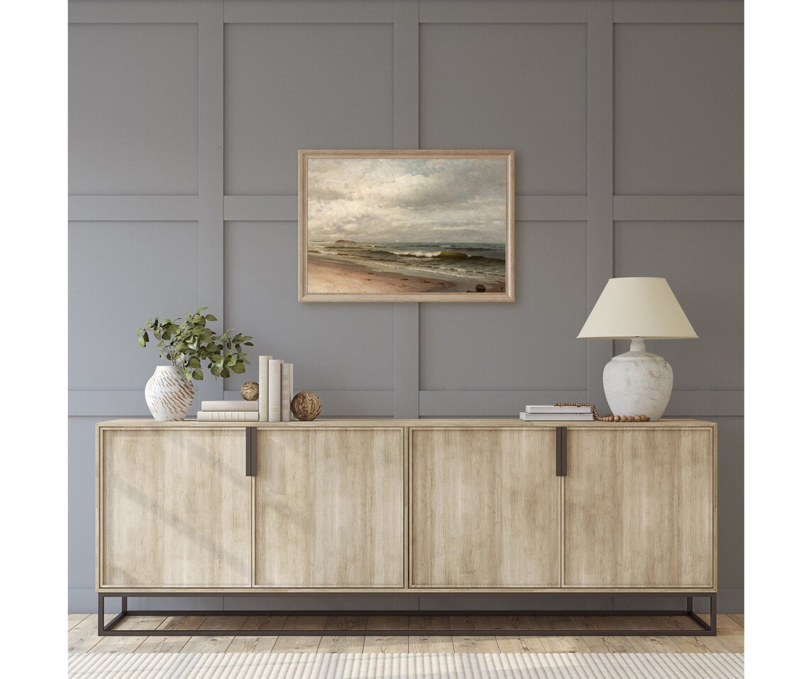 Warm Hued Moody Beach Vintage Coastal Art Print - Image 4