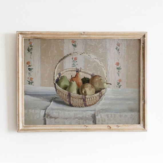 Basket of Pears Vintage Still Life Art Print