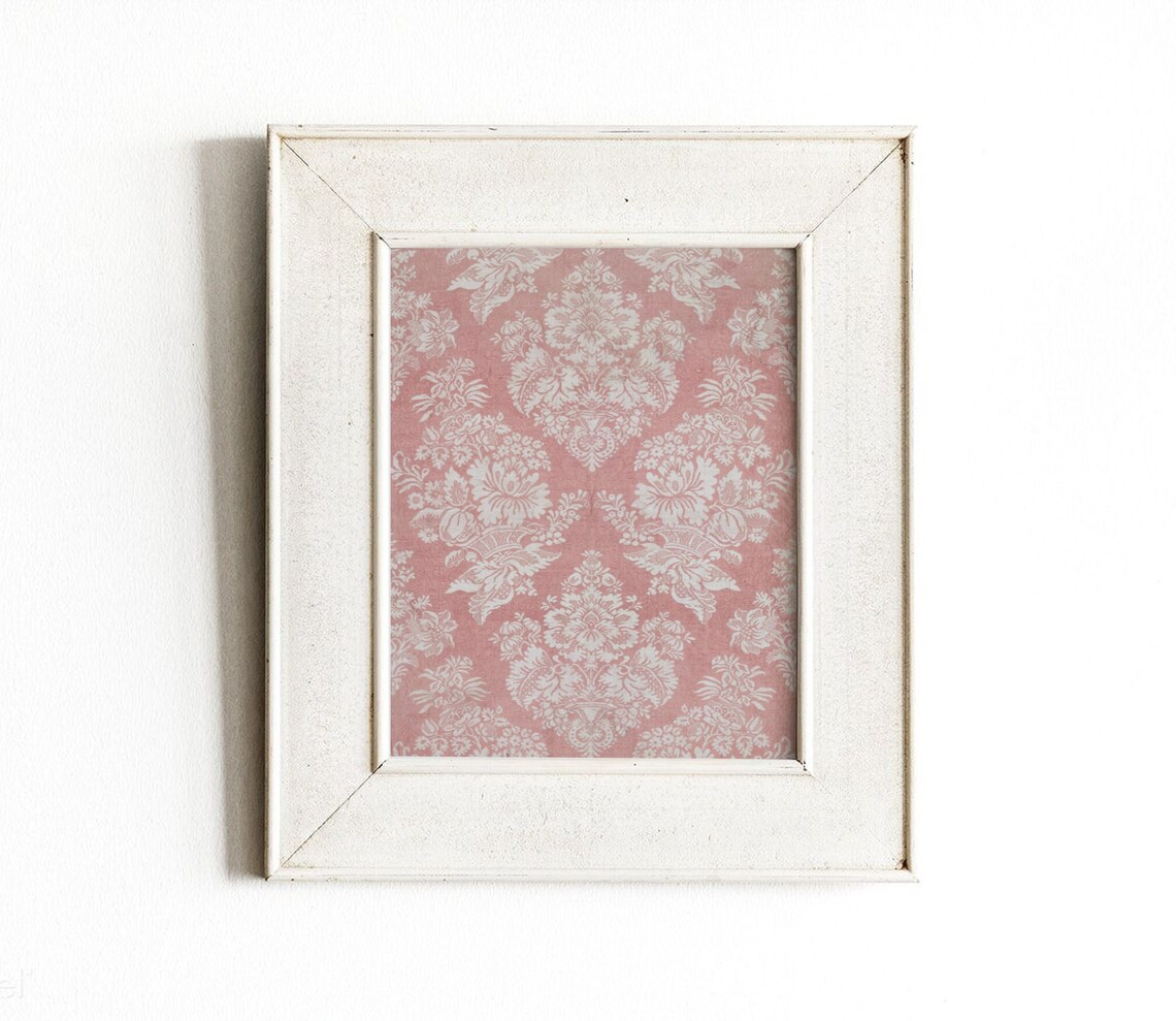 Pink Damask Vintage Silk Textile Art Print - Image 3