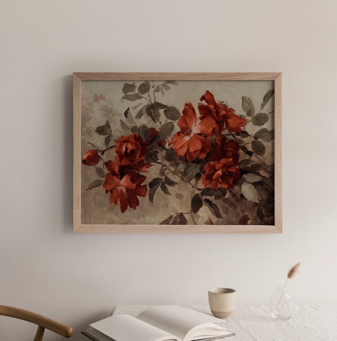 Antique Roses Vintage Flower Painting, Still Life Art Print - Image 3