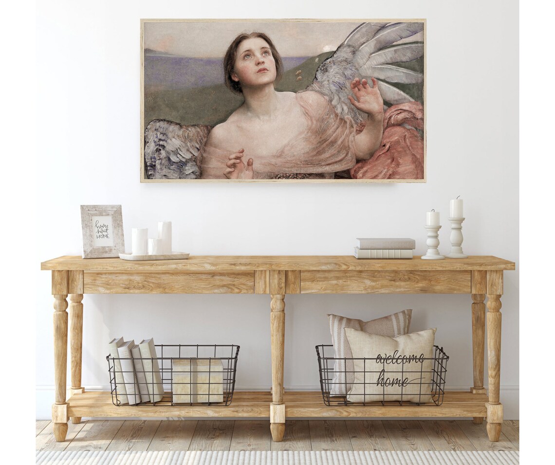 Vintage Blush Angel Painting, Wall Art Print - Image 3