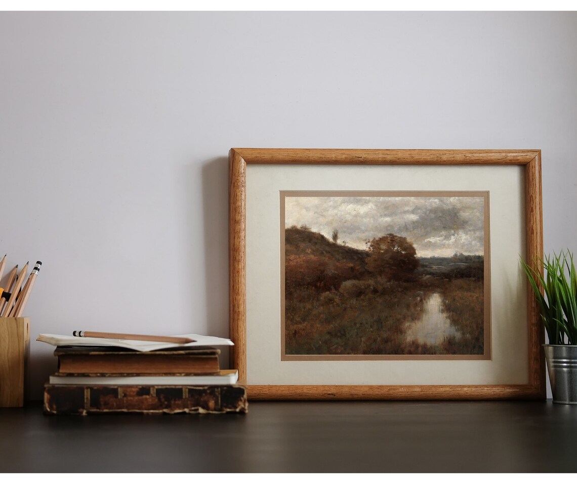 Autumn Creek Vintage Fall Landscape Art Print - Image 3