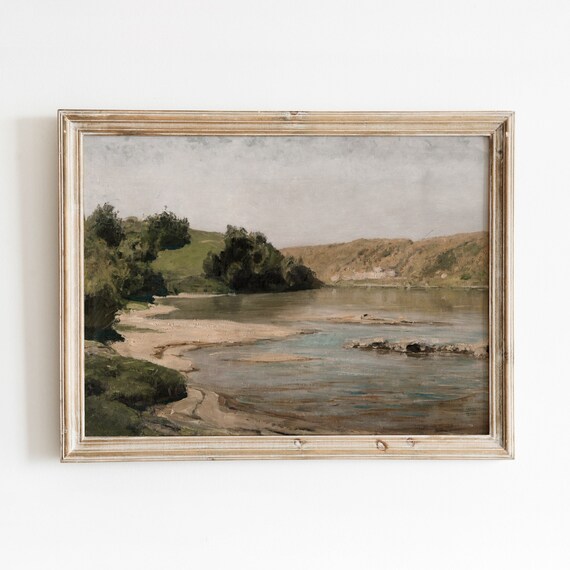 Oka River Vintage Water Landscape Art Print