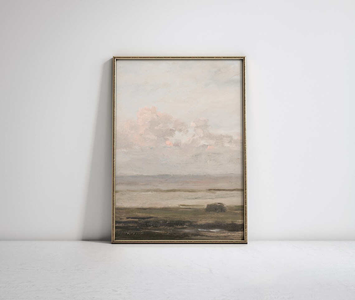 Hazy Beach Vintage Coastal Landscape Art Print - Image 3