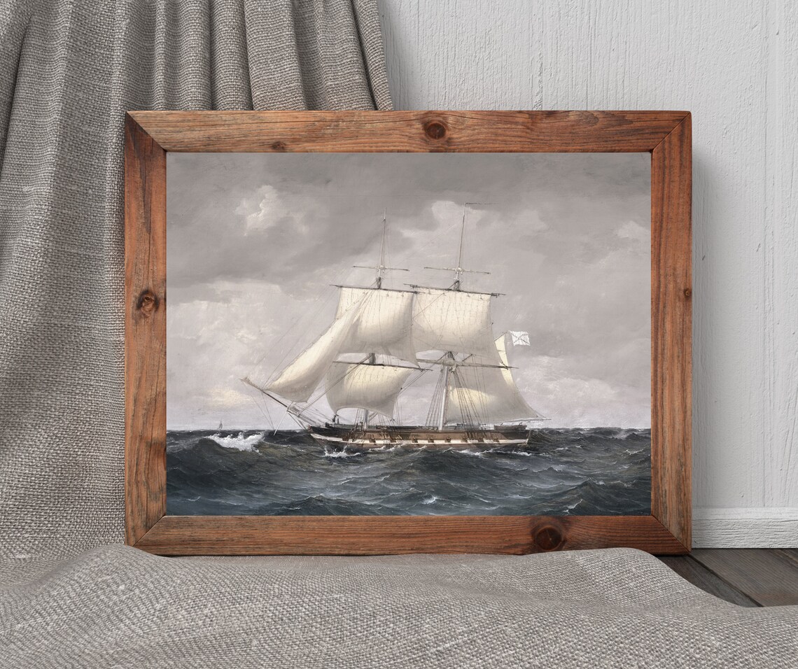 White Sails Vintage Ship Art Print, Antique Nautical - Image 3