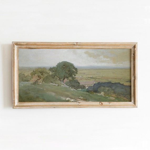 Olive Tree Landscape Vintage Italian Watercolor Print