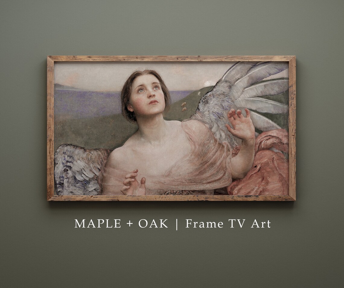 Vintage Blush Angel Painting, Wall Art Print