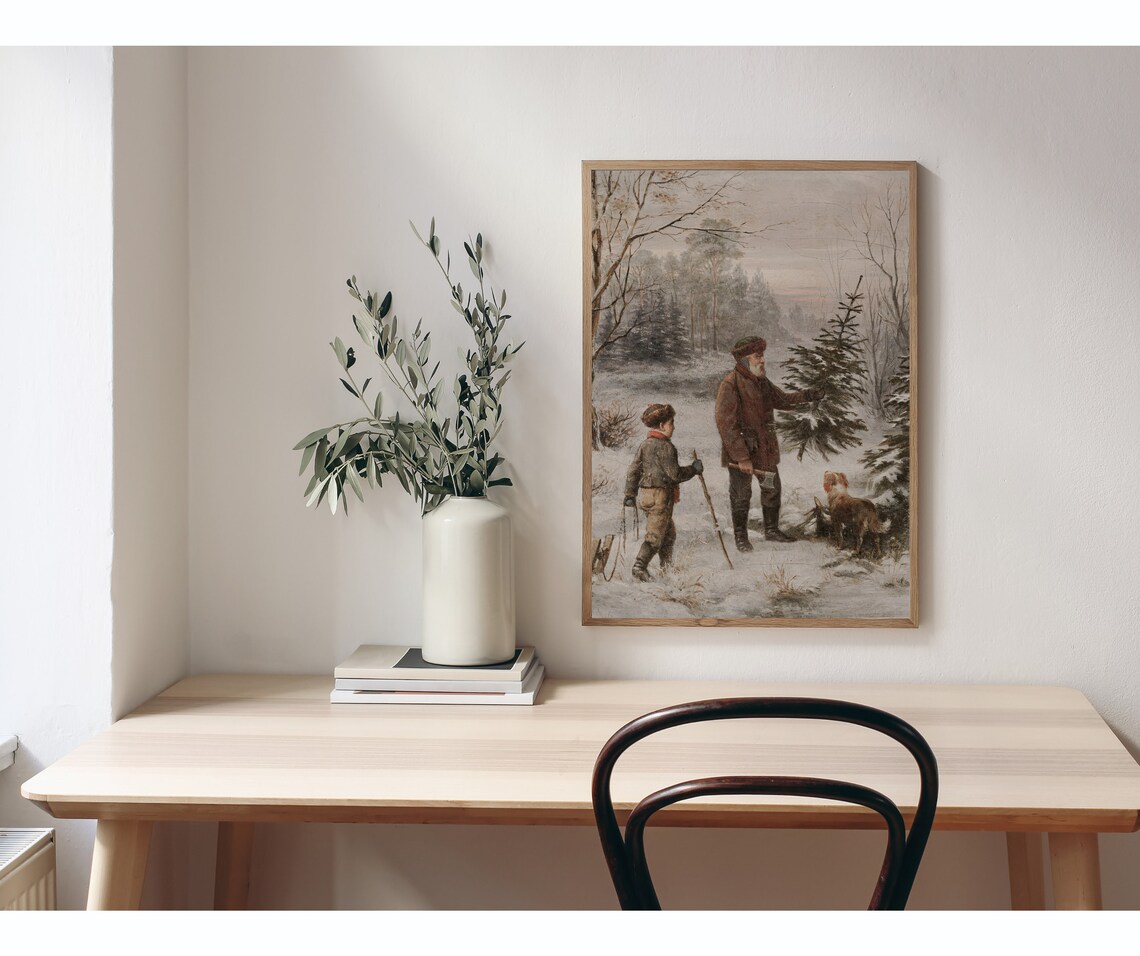 Christmas Tree Hunt Vintage Holiday Art Print - Image 2