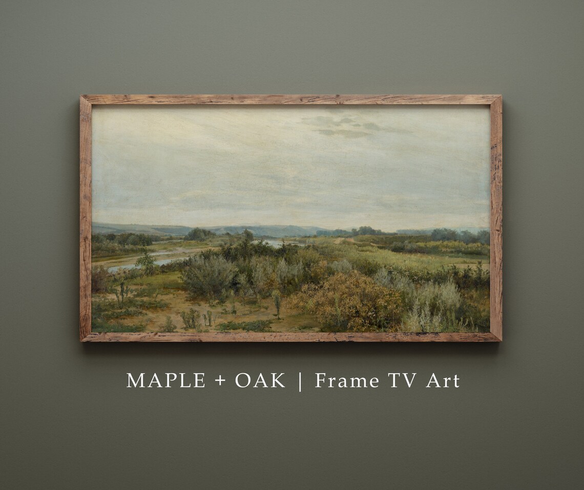 Vintage Desert Landscape Art Print, Green Scrubland