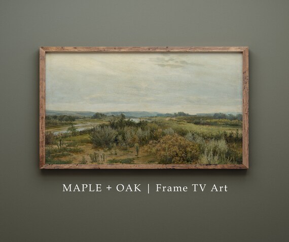 Vintage Desert Landscape Art Print, Green Scrubland
