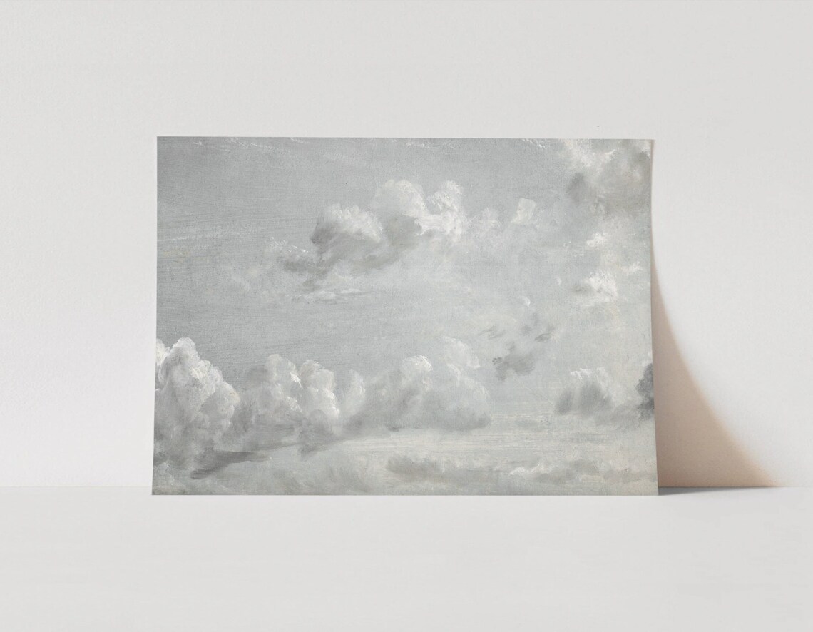 Clouds Vintage Sky Study Painting, Nursery Art Print - Image 3