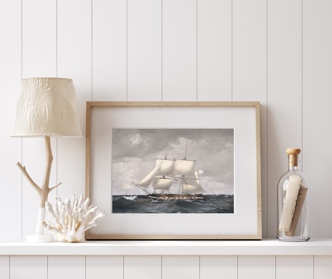 White Sails Vintage Ship Art Print, Antique Nautical - Image 4