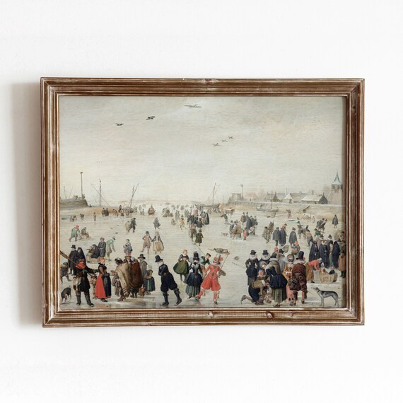 People Skating I Vintage Ice Skating Art Print