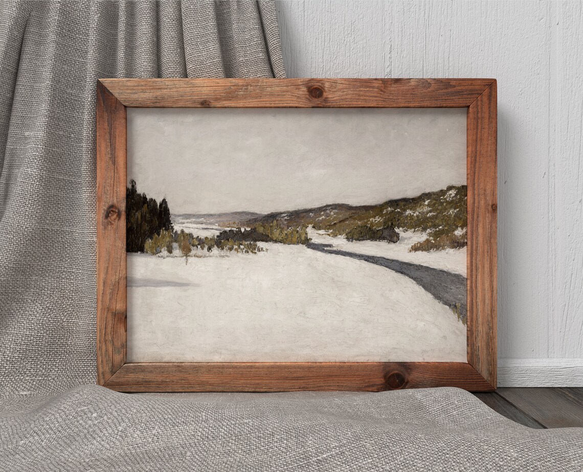 Cold Winter Vintage Snow Landscape Art Print - Image 3