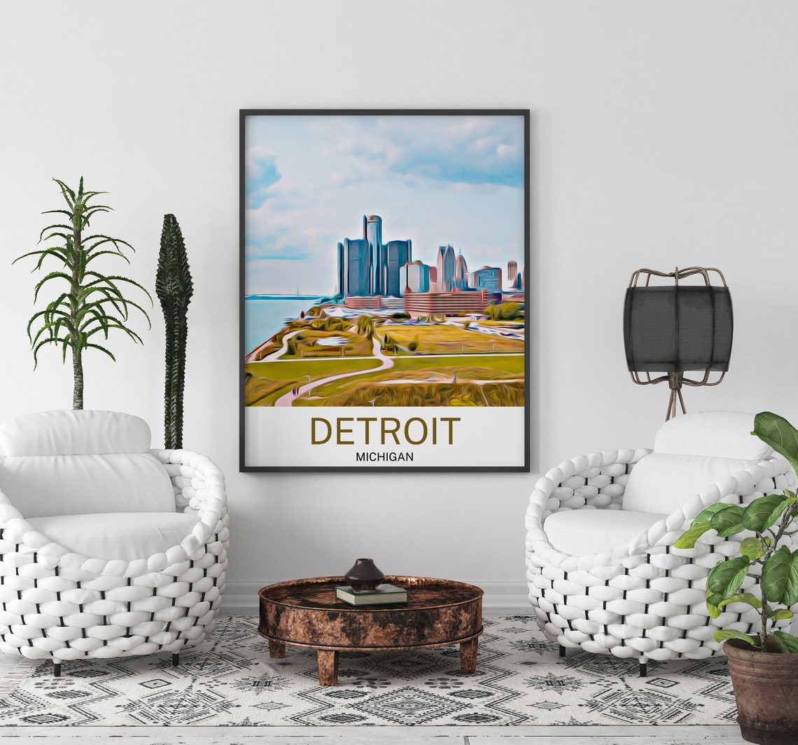 Detroit Detroit Print Detroit Wall Art Detroit Poster Detroit Wall Decor Detroit Souvenir Detroit Poster Detroit Gift Travel - Image 3