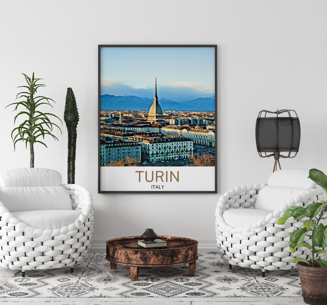 Turin Travel Print Turin Wall Art Turin Art Turin Artwork Turin Art Print Turin Gift Turin Poster Turin Travel Poster Print - Image 3