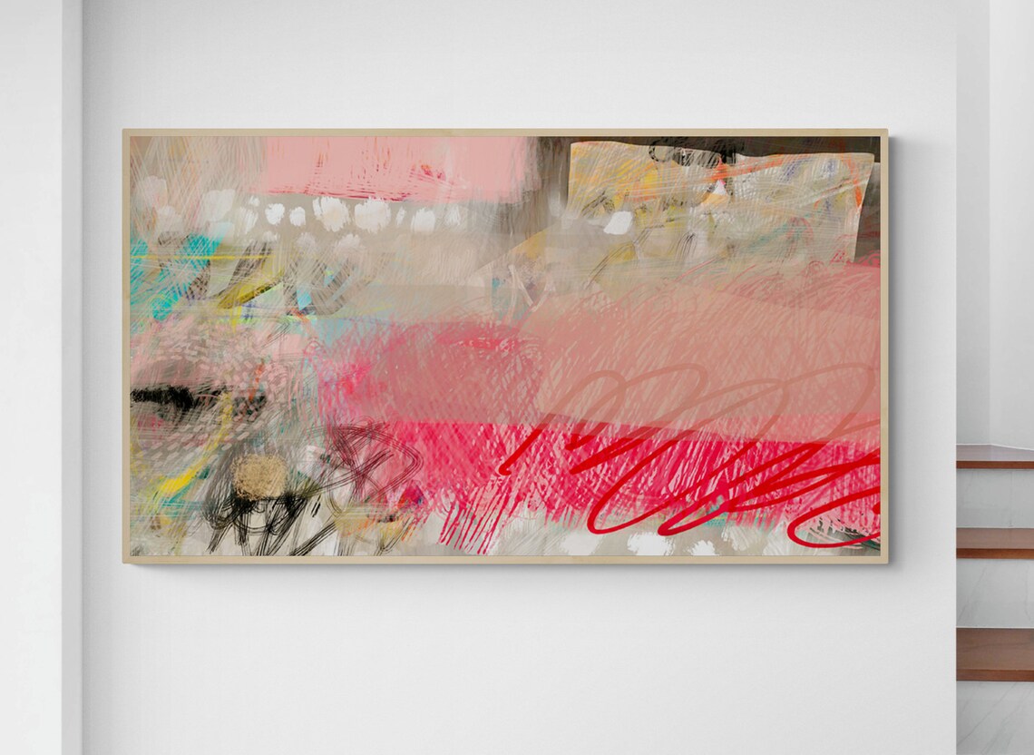 Pink Beige Abstract Art for TV Display, Art Print - Image 4