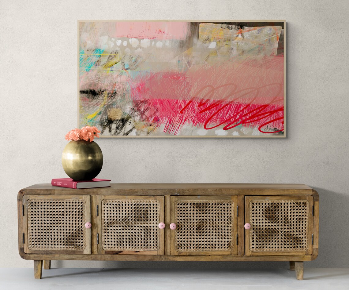 Pink Beige Abstract Art for TV Display, Art Print - Image 2