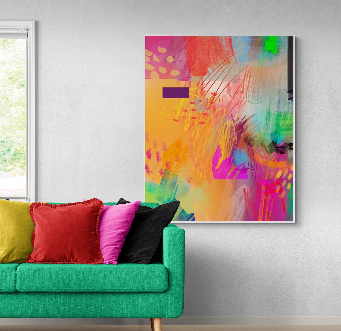 Hot Pink Abstract Art Print, Modern Vibrant Decor - Image 5