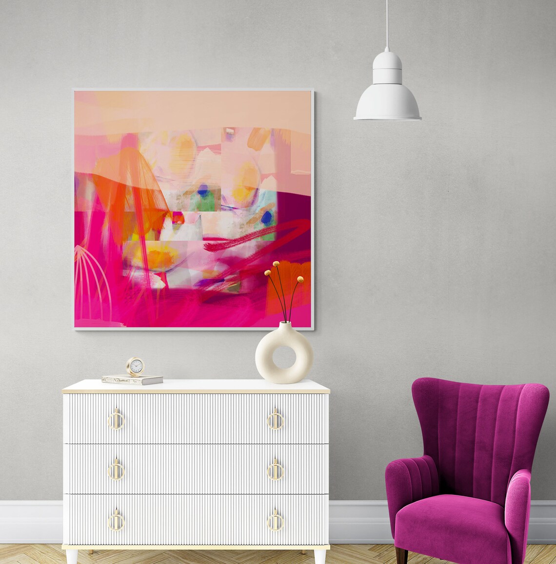 Fuchsia Coral Abstract Art Print, Modern Decor - Image 3
