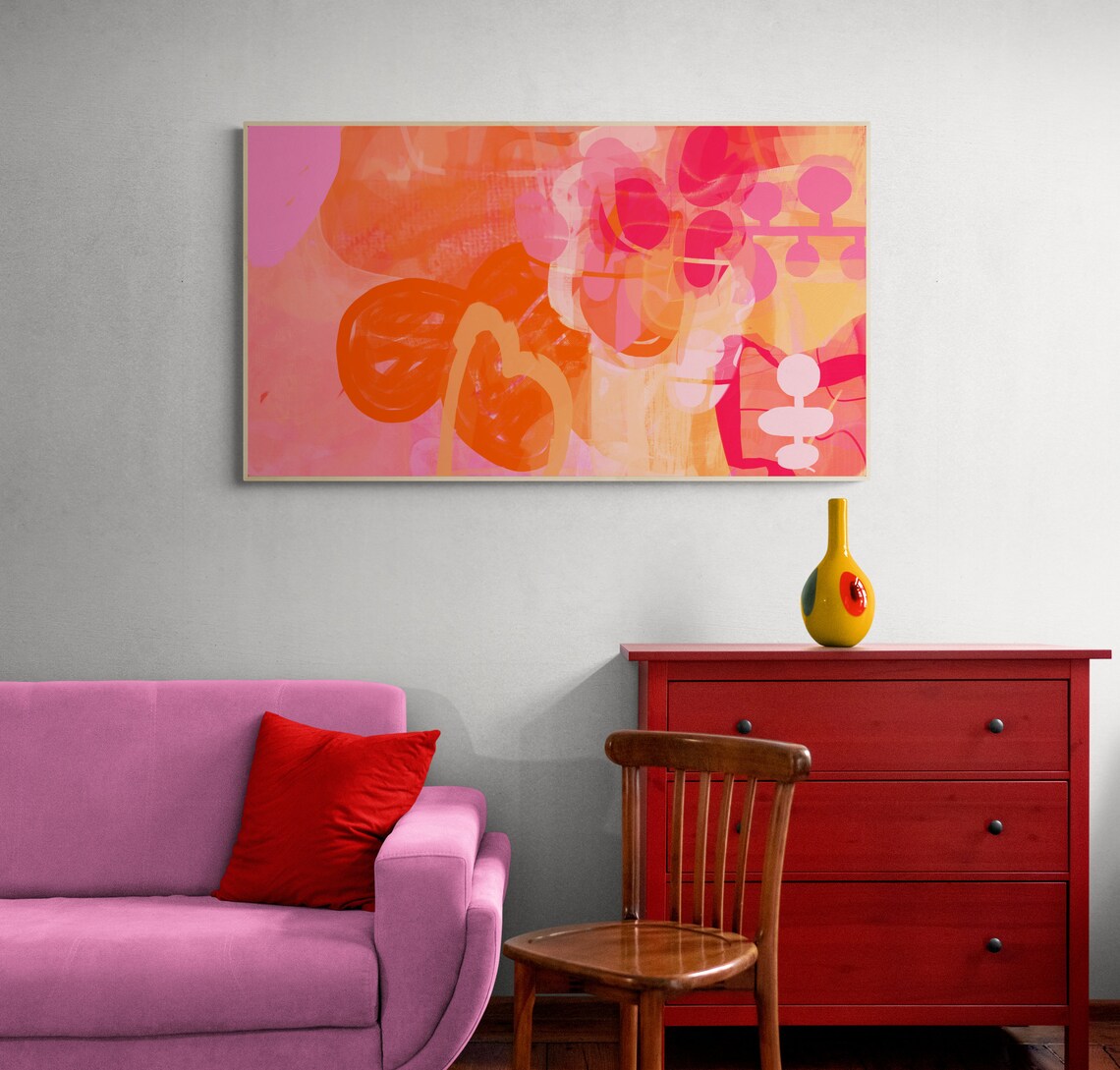 Abstract Frame Tv Art Bright Orange Pink Art For Tv For Frame Abstract Tv - Image 5