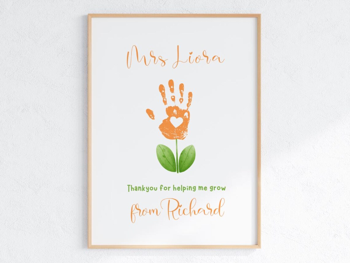 Teacher Appreciation Flower Hand Art Personalized Thank You Poster